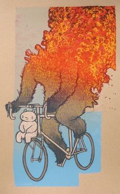 Not Coming Back by Jay Ryan #ryan #bicycle #illustration #jay #fire #poster