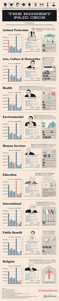 The Highest Paid CEOs in Charity #infographic #design #graphic