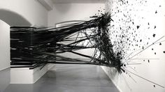 Monika Grzymalas 3D Tape Drawing Explodes onto the Walls of Galerie Crone #tape #installation