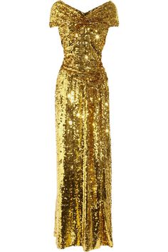 Vivienne Westwood Gold Label Long Glazing Metallic Sequined Gown in Gold | Lyst #woman #golden #gold #fashion #dress