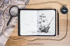 Sailing boat concept Free Psd. See more inspiration related to Mockup, Vintage, Travel, Paper, Map, Retro, World map, World, Mock up, Glass, Boat, Drawing, Rope, Compass, Adventure, Pirate, Decorative, Magnifying glass, Tourism, Vacation, Trip, Holidays, Sailor, Treasure, Story, Magnifier, Journey, Up, Vintage paper, Pirates, Concept, Traveling, Treasure map, Sailing, Vintage retro, Traveler, Captain, Explore, Caribbean, Magnifying, Worldwide, Composition, Mock and Touristic on Freepik.