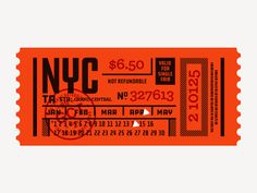 Ticket, type, layout, NYC, Subway