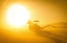 Burning Man StuckInCustoms.com #dragon #sculpture #festival #dusk #myth #burning #photography #sand #man #sunset #desert #beauty