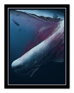 JANUARY - Marko Manev, "Descent to Madness" #ocean #whale #moby #horror #illustration #descent #sea #ship #monster #waves #dick