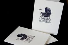The Baby Carriage letterpress card by CabbageCreative on Etsy #creative #carriage #letterpress #cabbage #baby