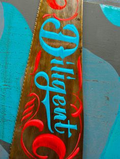 Hand painted signs on antique saws by Kenji Nakayama #sign #saws #drawn #painting #type #hand