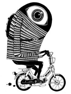 FFFFOUND! | Moped Pro Art Print - Society6 #white #black #eye #bike #and #monster #motorcycle #moped