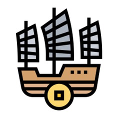 See more icon inspiration related to boat, china, ship, chinese, sail, cultures, sailing boat, navigate, transportation, navigation, sailboat, coin, sailing, sport, travel and transport on Flaticon.