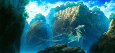 The Art Of Animation, Masataka N #alien #cliffes #dragon #fantasy #flight #illustration #concept #art #forest