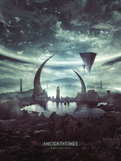 "Ancient Times" by Pierre-Alain D. #temple #water #woman #world #fiction #planet #landscape #earth #aliens #ancient #pyramid #science #surreal #ufo #obelisk