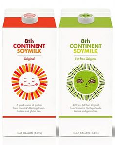 8th Continent Soymilk : Lovely Package . Curating the very best packaging design. #8th #packaging #soymilk #colorful #brush #milk #continent #carton