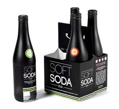 Soft Soda Co. #bottle #packaging #color #code #black #window #dark