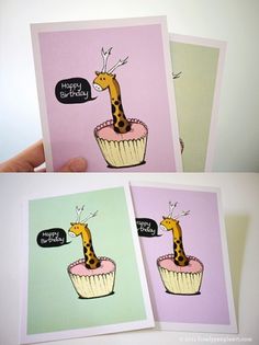 Giraffe Birthday Wish - Cards | Flickr - Photo Sharing! #greeting #illustration #lonelypeopleart #cards