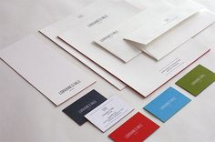 design work life » cataloging inspiration daily #envelopes #white #red #business #collateral #blue #letterhead #cards #green