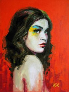 Pyro | oil on canvas board 30cm x 40cm #painting #portrait #red #girl