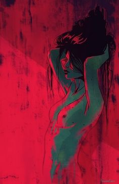 Illustrations by Fernanda Suarez | InspireFirst #red #nude #magenta #hair #illustration #wall #light
