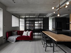 KC Design Studio Designs a Moody Black Apartment for a Single Person