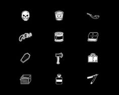 Dead Icons #weapons #bone #icons #black #illustration #stools #dead