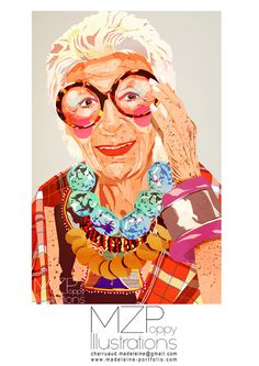 Mamzelle Poppy / Colagene.com #old #woman #digital #illustration #colorful #fashion #portraits #drawing #lady