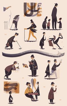 Inspired by James Joyce's "Ulysses," Episode 10 ("Wandering Rocks") in particular.It turned out pretty huge, but you can see all t #print #gentleman #vintage #ilustration