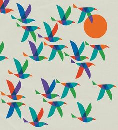 FormFiftyFive – Design inspiration from around the world » Blog Archive » Adrian Johnson #bold #geometric #flying #birds #illustration #sunset