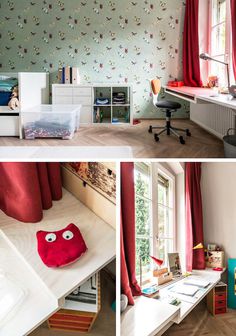 Built In Desk Space for Kids (fit in space above radiator where furniture wasn't an option) #interior #design #decor #deco #decoration