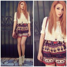 How to Chic: GET THE BLOGGERS LOOK – VINTAGE PRINTED SHORTS