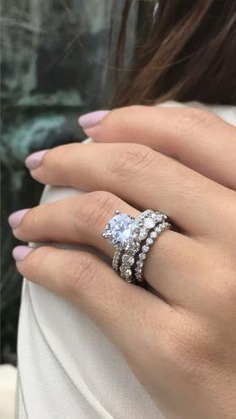 Stacked solitaire engagement ring