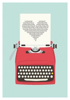 Love Print Vintage Typewriter Poster Love poster by handz #60s #print #retro #illustration #art #m #typewriter