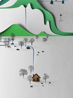Vertical Papercut Landscape by Eiko Ojala posted by ianbrooks.me #paper #ojala #eiko