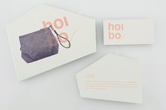 Logo and print with angular die cut detail designed by Blok for luxury bag, clothing and accessories brand Hoi Bo #branding