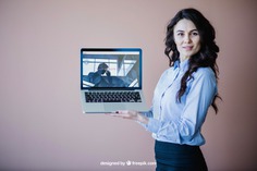 Modern businesswoman presenting laptop Free Psd. See more inspiration related to Mockup, Business, Technology, Computer, Woman, Laptop, Presentation, Notebook, Elegant, Present, Mock up, Success, Modern, Open, Show, Display, Business woman, Screen, Up, Successful, Computer screen, Businesswoman, Holding, Mock, Presenting and Showing on Freepik.