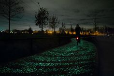 The Van Gogh-Roosegaarde Solar Bicycle Path is an innovative and artistically unique highway. #design #innovative #technology #modern