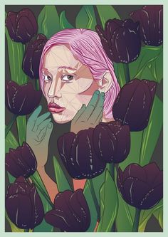 Kiko Mizuhara #pink #poland #hair #digital #illustration #art #hands #flower #ukraine