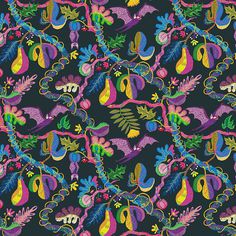 Bats in the Jungle on Behance #pattern #jungle #floral #illustration #nature #flowers