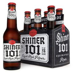 Shiner 101 Six Pack #beer #white #bottle #packaging #shiner #6 #black #distressed #and #pack #pilsner