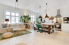 Stort vardagsrum/kök #interior #design #stockholm #decoration