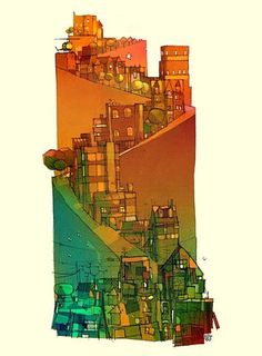 FFFFOUND! | social.ramp.PRINT by `betteo on deviantART #city #drawing #painting