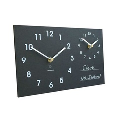 Dual Time Zone Clock he Dual Time Zone Clock is a wall-mounted clock that lets you track two different time zones – perfect for checking the time at home, and where your loved one may be residing.