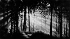 ROBERT LONGO - Works - THE MYSTERIES, 2009 - Untitled (In the Garden, Et in Arcadia Ego) #blackwhite #robert #longo #charcoal #forest #light