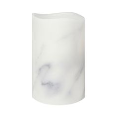 Carrara Marble Smooth Wax LED Flameless Pillar Candle, 10 cm x 15 cm
