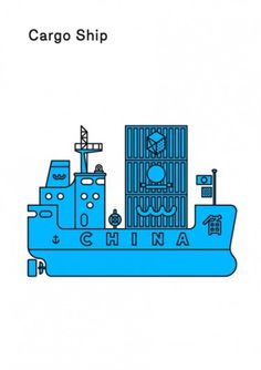Print-Process / Product / Cargo ship #illustration #boat #poster