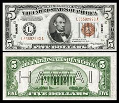 United States WWII Currency Hawaii Overprint #currency #ephemera