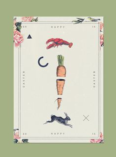 Happy Easter 2015 on Behance #carrot #bunny #print #vintage #poster #lobster #collage #green