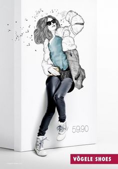Vögele Shoes: Box Models, Fur | Ads of the World™ #women #illustration #ads #vogele