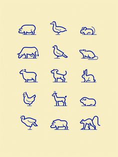 Animal-Icons for Zeit Wissen Magazin Made for sizes under 1cm #icon #icondesign #animal #iconset #icons #picto #pictogram #pig #sheep #cow #