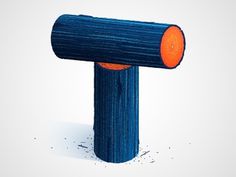 Dribbble - T by Chris Rushing #lettering #letters #type #orange #texture #letterforms #wood #blue #typography