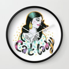 Cat Lady Wall Clock by Magic Suitcase www.magicsuitcase.pl