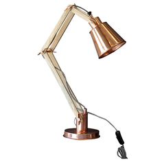 Retro Table Lamp: Copper – Jumbled #metal #lamp #retro #wood