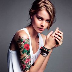 Beautiful Sleeve #model #girl #floral #tattoo #photography #fashion